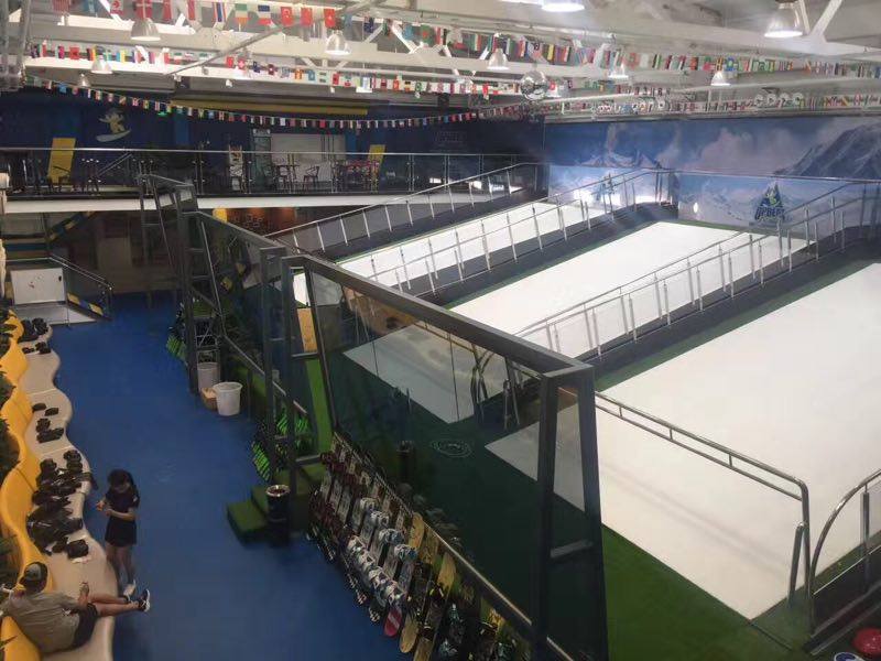 Close-up of PROLESKI ski simulator in Beijing, showcasing advanced technology for realistic skiing experience.
