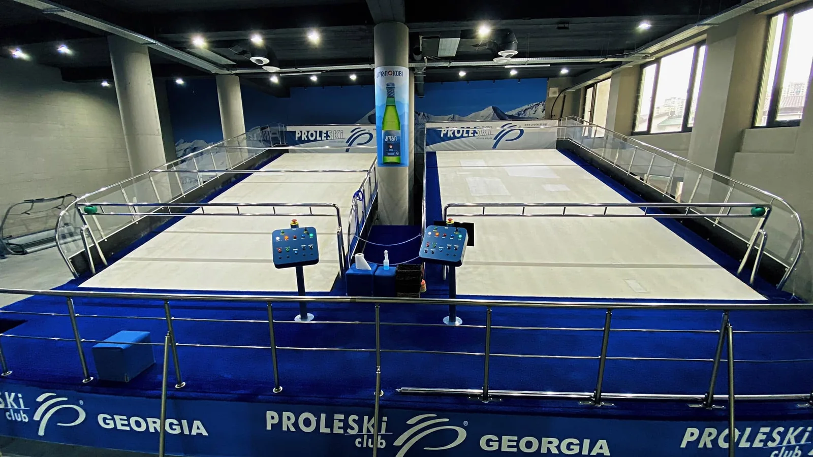 Two Ski Treadmills in the PROLESKI Georgia Club Two PROLESKI ski treadmills installed side by side in the training area at PROLESKI Georgia
