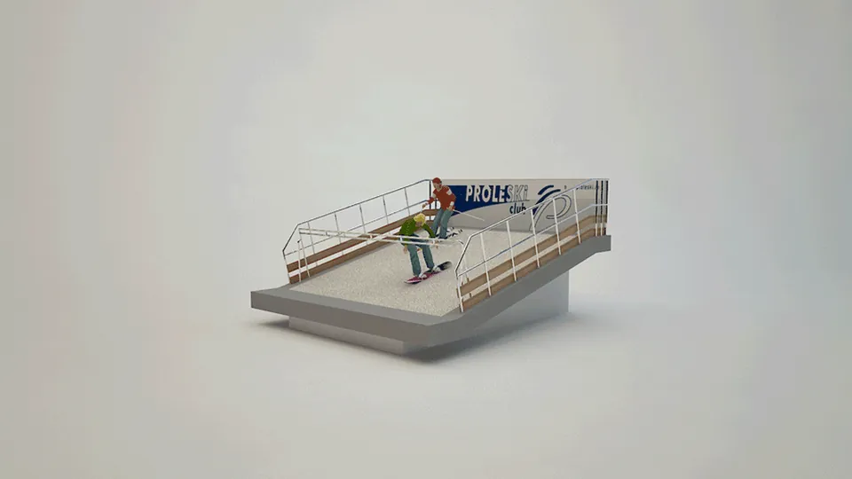 Animation der PROLESKI-Vertical-Serie Simulator der PROLESKI-Vertical-Serie mit verstellbarer Längsneigung